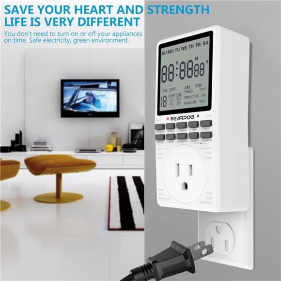 Timer Outlet, Multifunctional 7-Day Cycle Programmable Plug-in Digital - Picture 5 of 6